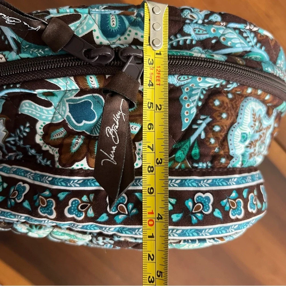Vintage Vera Bradley Java Blue Round Cosmetic Toiletry Case - Picture 8 of 10